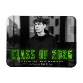 Moderne Lime Neon Klas van 2026 Foto Afstuderen Magneet (Horizontaal)