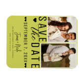 Moderne Limegroene Save the Date 2 Foto Huwelijk Magneet (Horizontaal)