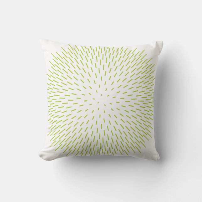 Moderne Limegroene Sunburst Dash Abstract Geometri Kussen (Voorkant)