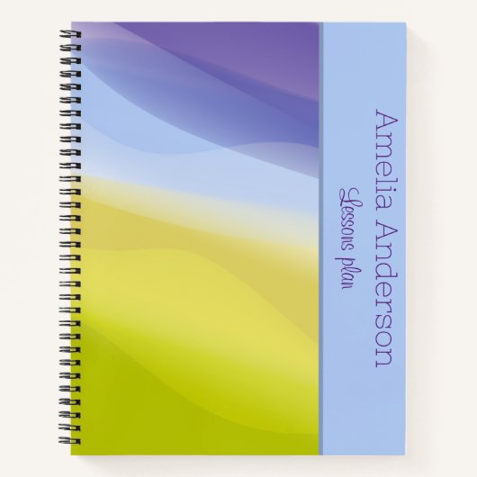 Moderne limoen blauw lavendelnaam Teacher Planner Notitieboek (Voorkant)