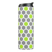 Moderne Limoen en grijze hexagon geometrisch patro Thermosbeker (Gedraaid links)