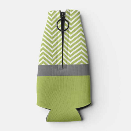 Moderne Limoen- en houtskool-Chevron-patroon met n Flesjeskoeler (Achterkant)