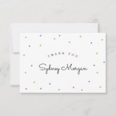 Moderne Limoen en Paarse Polka Dots Dank u Bedankkaart (Voorkant)