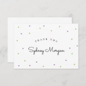 Moderne Limoen en Paarse Polka Dots Dank u Bedankkaart (Voorkant / Achterkant)