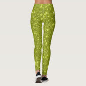 Moderne Limoen Geel Sprankelende Glitterpartij Leggings (Achterkant)