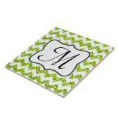 Moderne Limoen Glitter Chevron Monogram - tegel Tegeltje (Zijkant)