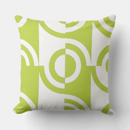 Moderne Limoen-groene en witte cirkelfragmenten Kussen