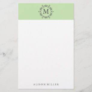 Moderne Limoen Monogrammed Stationery Briefpapier