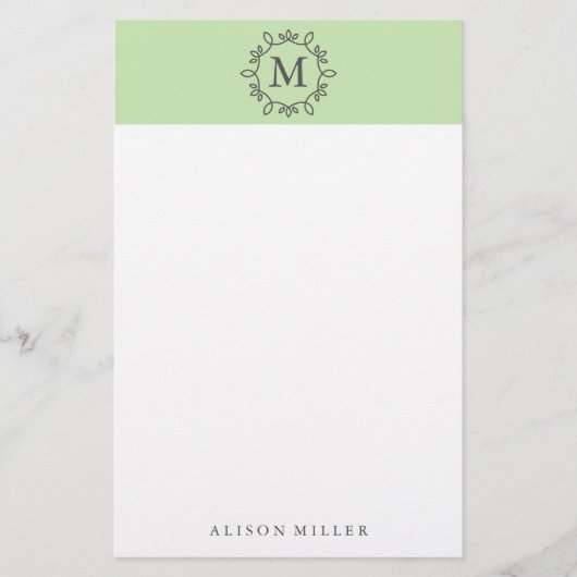Moderne Limoen Monogrammed Stationery Briefpapier (Voorkant)