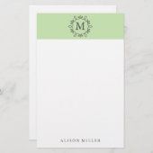 Moderne Limoen Monogrammed Stationery Briefpapier (Voorkant / Achterkant)