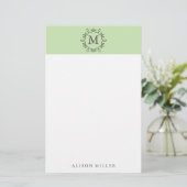 Moderne Limoen Monogrammed Stationery Briefpapier (Staand voorkant)