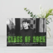 Moderne Limoen Neon Class of 2023 Photo Afstuderen Aankondiging (Staand voorkant)