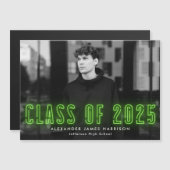 Moderne Limoen Neon Klasse van 2025 Foto Afstudere Magnetische Uitnodiging (Voorkant / Achterkant)