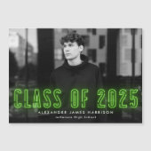 Moderne Limoen Neon Klasse van 2025 Foto Afstudere Magnetische Uitnodiging (Voorkant)