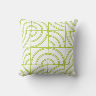 Moderne limoengroene abstracte boog geometrische w kussen