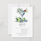 Moderne limoengroene cocktailbruiloft RSVP kaartje (Voorkant)