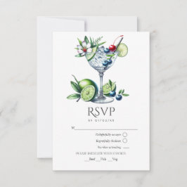 Moderne limoengroene cocktailbruiloft RSVP kaartje