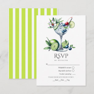 Moderne limoengroene cocktailbruiloft RSVP kaartje