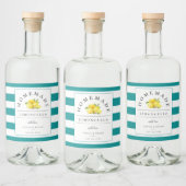 Moderne Limoncello Donker Blauwgroen Streep Likeurfles Etiket (Flessen)
