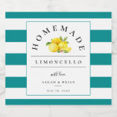 Moderne Limoncello Donker Blauwgroen Streep Likeurfles Etiket (Enkel label)