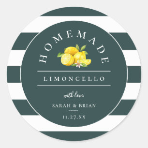 Moderne Limoncello Gedempte Smaragd Groene Streep Ronde Sticker