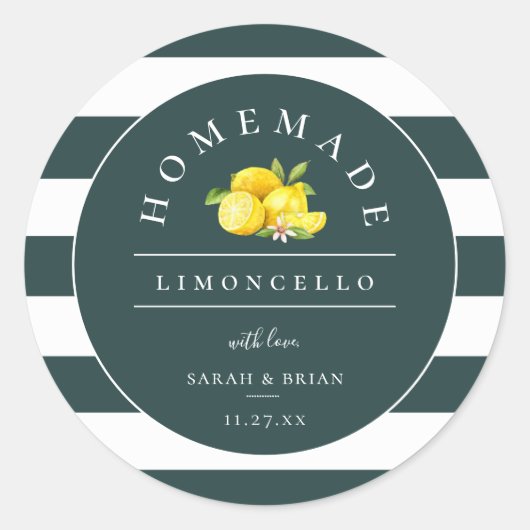 Moderne Limoncello Gedempte Smaragd Groene Streep Ronde Sticker (Voorkant)