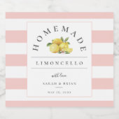 Moderne Limoncello pastel roze streep Likeurfles Etiket (Enkel label)