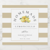 Moderne Limoncello rustiek Sandy beige streep Likeurfles Etiket (Enkel label)