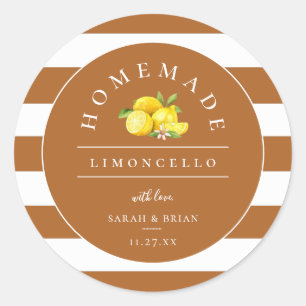 Moderne Limoncello rustieke Oranje streep Ronde Sticker