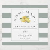 Moderne Limoncello rustieke salie groene streep Likeurfles Etiket (Enkel label)