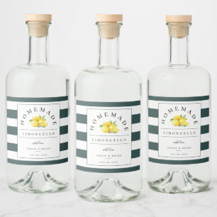 Moderne Limoncello rustieke smaragd groene streep Likeurfles Etiket