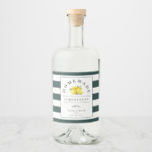 Moderne Limoncello rustieke smaragd groene streep Likeurfles Etiket (Voorkant)