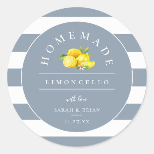 Moderne Limoncello Stoffige Blauwe Streep Ronde Sticker