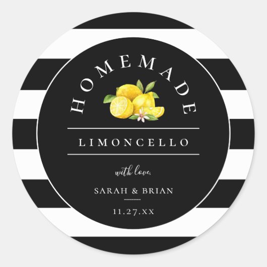 Moderne Limoncello zwarte streep Ronde Sticker (Voorkant)