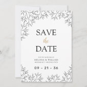 Moderne Line Art Botanische bruiloft Save The Date (Voorkant)