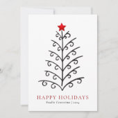 Moderne Line Art Kerstboom Bedrijf Feestdagenkaart (Voorkant)