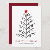 Moderne Line Art Kerstboom Bedrijf Feestdagenkaart (Voorkant / Achterkant)