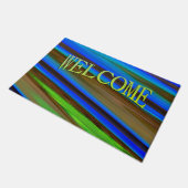 Moderne line Art Peacock Feather Colors Deurmat (Schuin)