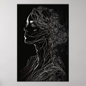 Moderne line Art Woman Portret ai Art Poster (Voorkant)