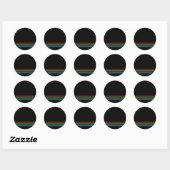 Moderne lineaire regenboog op zwart ronde sticker (Vel)