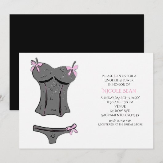 Moderne lingerie bruids douche uitnodigingen (Voorkant / Achterkant)