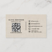 Moderne Linnen Schaar QR Code Kapper Visitekaartje (Achterkant)