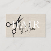 Moderne Linnen Schaar QR Code Kapper Visitekaartje (Voorkant)