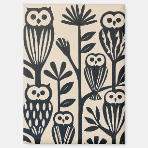 Moderne Linocut Paddenstoel Kunstprint Magneet