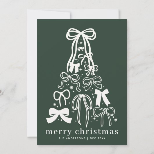 Moderne lintbogen groene kerst feestdagenkaart (Voorkant)