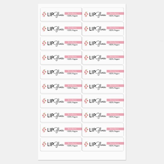 Moderne Lipgloss Aardbei Merkverpakking Labels (Vel)