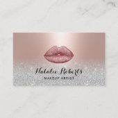 Moderne Lips Salon Blush Roos Gold Makeup Artist Visitekaartje (Voorkant)