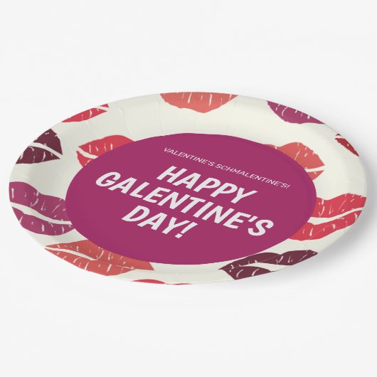 Moderne lipstick Galentine's Day Paper-borden Papieren Bordje (Gekanteld)