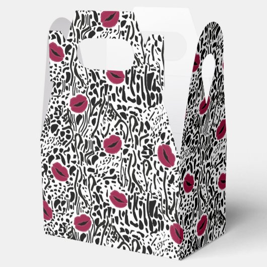 Moderne lipstick Lips B&W Patroon Bedankdoosjes (Geopend)