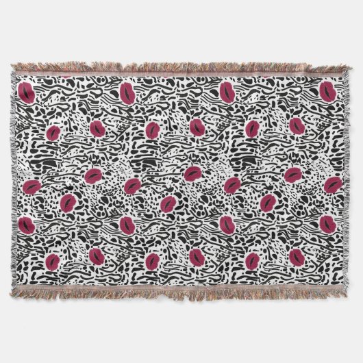 Moderne lipstick Lips B&W Patroon Deken (Voorkant)